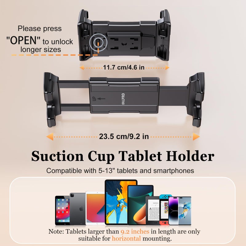 OHLPRO Tablet Holder for Car Dashboard [Suction Cup Mount] Windshield Wall Desk, Adjustable Stand for 5-13" iPad mini Air Pro Galaxy Tab S9 Phone - Heavy Duty Truck Accessories - Image 5