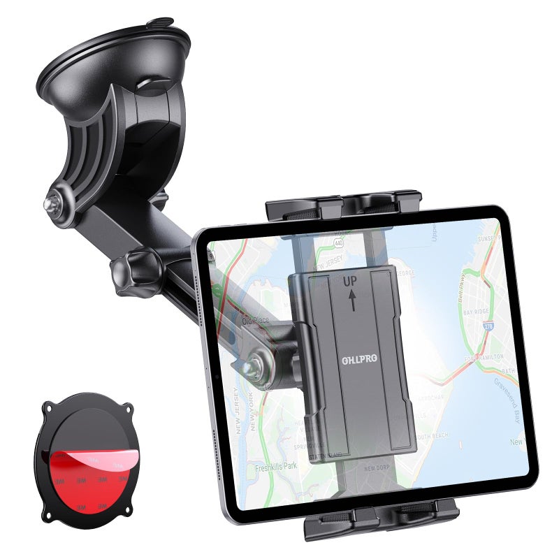 OHLPRO Tablet Holder for Car Dashboard [Suction Cup Mount] Windshield Wall Desk, Adjustable Stand for 5-13" iPad mini Air Pro Galaxy Tab S9 Phone - Heavy Duty Truck Accessories - Image 1