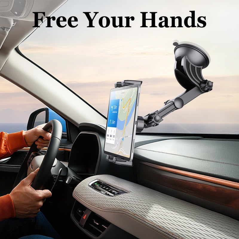 OHLPRO Tablet Holder for Car Dashboard [Suction Cup Mount] Windshield Wall Desk, Adjustable Stand for 5-13" iPad mini Air Pro Galaxy Tab S9 Phone - Heavy Duty Truck Accessories - Image 2