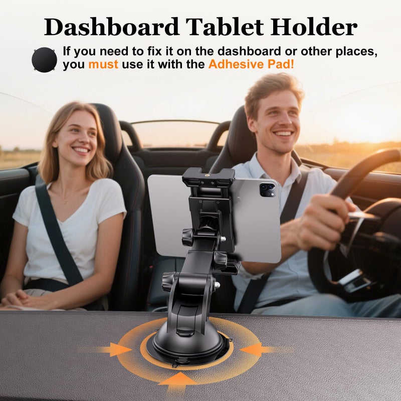 OHLPRO Tablet Holder for Car Dashboard [Suction Cup Mount] Windshield Wall Desk, Adjustable Stand for 5-13" iPad mini Air Pro Galaxy Tab S9 Phone - Heavy Duty Truck Accessories - Image 4