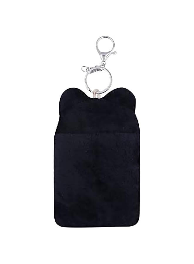 Generic Cute Plush Photocard Holder With Keychain Kpop Credit ID Bank Card Bus Card Protective Case Photo Sleeves,Black Cat  - Image 4