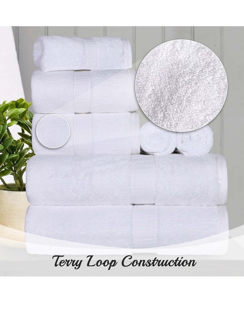 Superior Egyptian Cotton Pile Face Towel/Washcloth Set of 6, Ultra Soft Luxury Towels, Thick Plush Essentials, Absorbent Heavyweight, Guest Bath, Hotel, Spa, Home Bathroom, Shower Basics, White - Image 2
