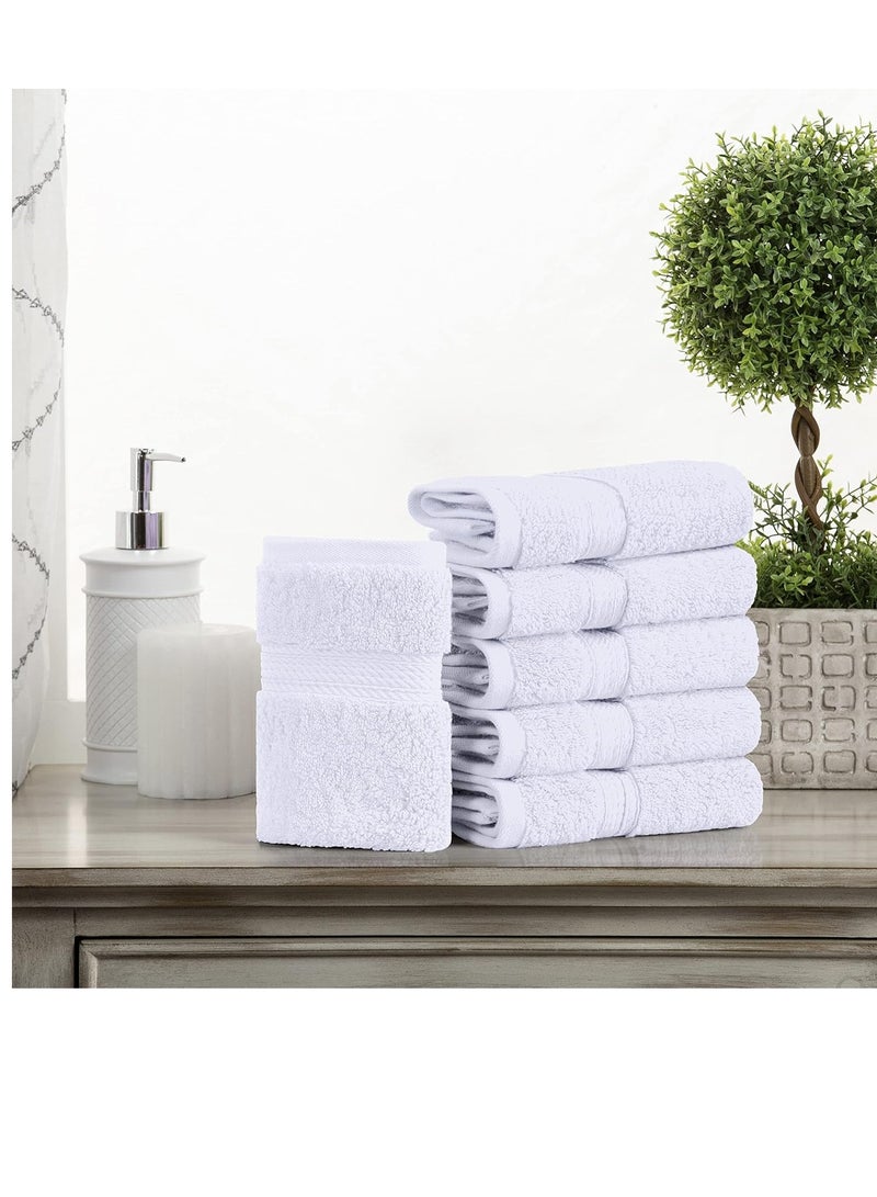 Superior Egyptian Cotton Pile Face Towel/Washcloth Set of 6, Ultra Soft Luxury Towels, Thick Plush Essentials, Absorbent Heavyweight, Guest Bath, Hotel, Spa, Home Bathroom, Shower Basics, White - Image 4