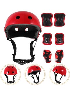 Occuwzz Children's roller skating protective gear full set (red helmet + protective gear set matte)  - Image 1