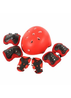 Occuwzz Children's roller skating protective gear full set (red helmet + protective gear set matte)  - Image 2