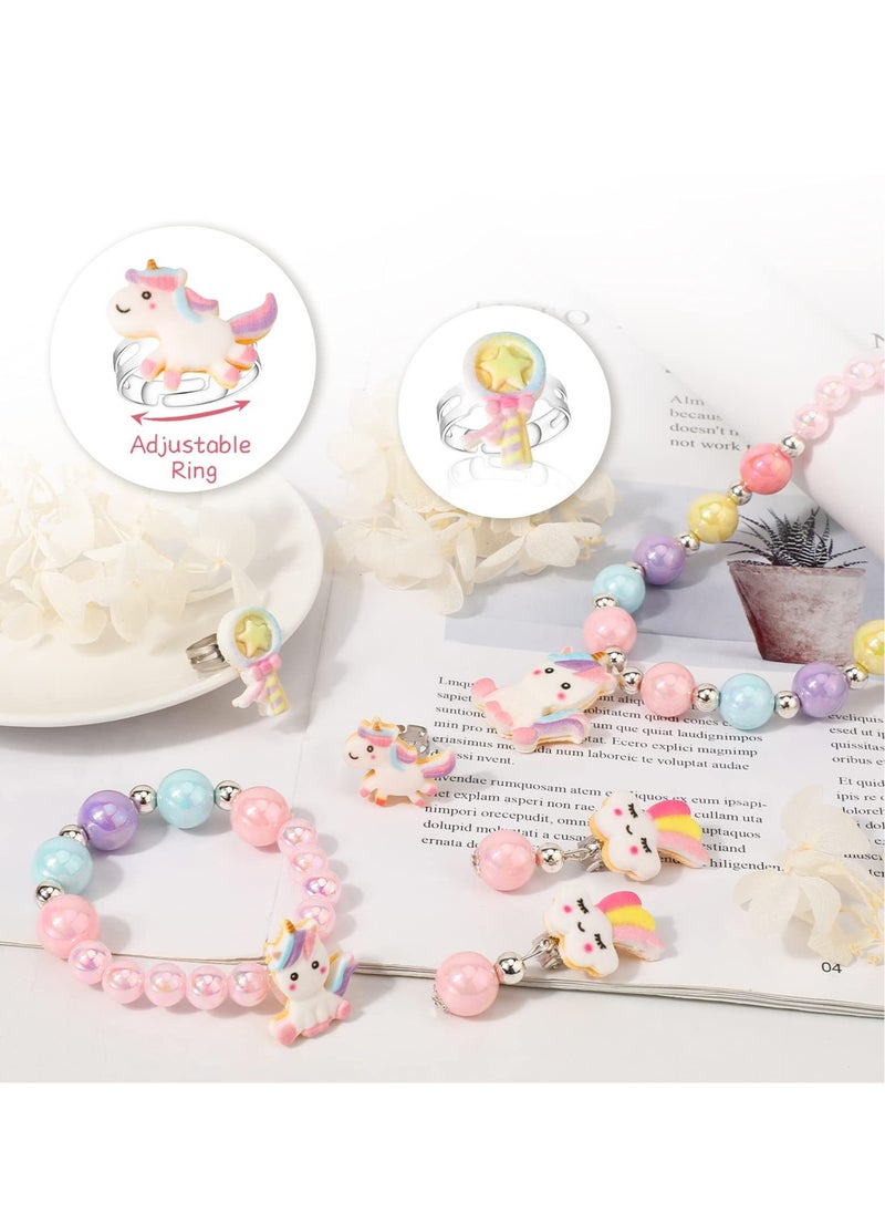 Generic - Unicorn Crossbody Bag for Girls with Matching Jewelry Set - Princess Necklace, Bracelet, Rings & Earrings - Perfect Dress-Up Accessories & Party Favors Gift - Image 1