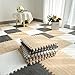 ZENOWICK 12 Pcs Plush Interlocking Carpet Tiles NonToxic Foam Carpet Tiles for Toddler Baby AntiSlip EVA Foam Interlocking Tiles for Floor Nursery Grey White Light Brown - Image 3