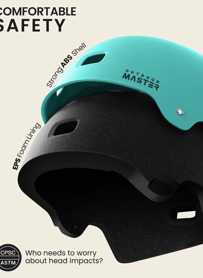 OutdoorMaster Skateboard Cycling Helmet - Two Removable Liners Ventilation Multi-Sport Scooter Roller Skate Inline Skating Rollerblading for Kids, Youth & Adults - M - Mint Green - Image 2
