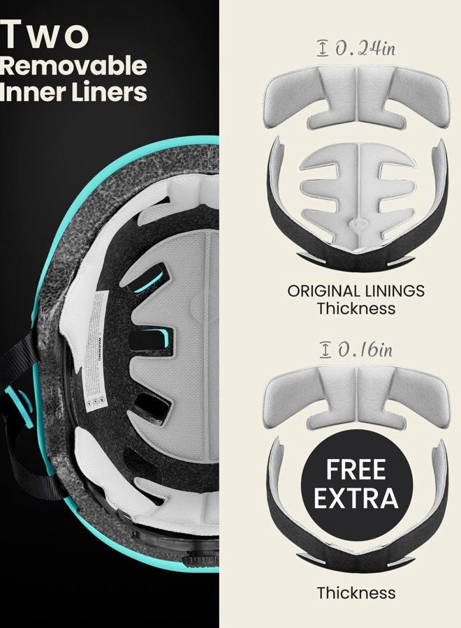 OutdoorMaster Skateboard Cycling Helmet - Two Removable Liners Ventilation Multi-Sport Scooter Roller Skate Inline Skating Rollerblading for Kids, Youth & Adults - M - Mint Green - Image 3