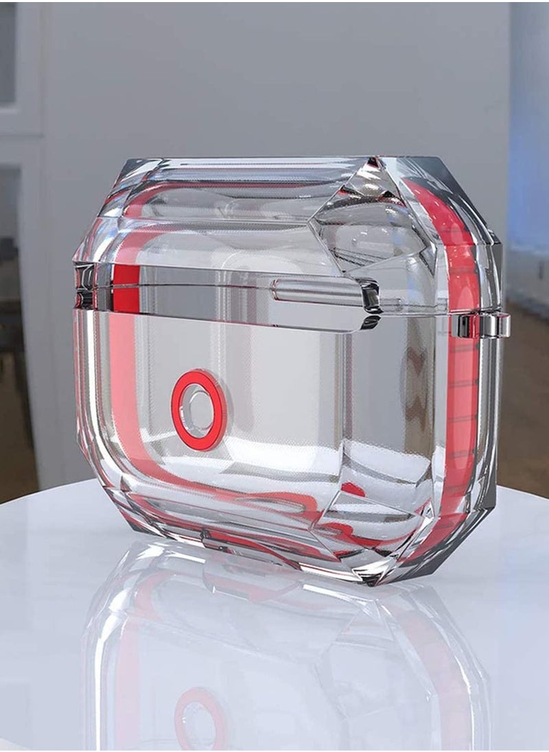 Y&D - Compatible for AirPods Pro Case Clear Soft TPU Protective Scratch Proof Drop Resistant Wireless Earbuds Cover Skin Smooth Durable Hard 3 (Red) - Image 1