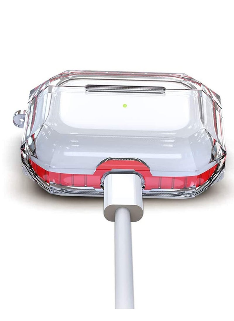 Y&D - Compatible for AirPods Pro Case Clear Soft TPU Protective Scratch Proof Drop Resistant Wireless Earbuds Cover Skin Smooth Durable Hard 3 (Red) - Image 1