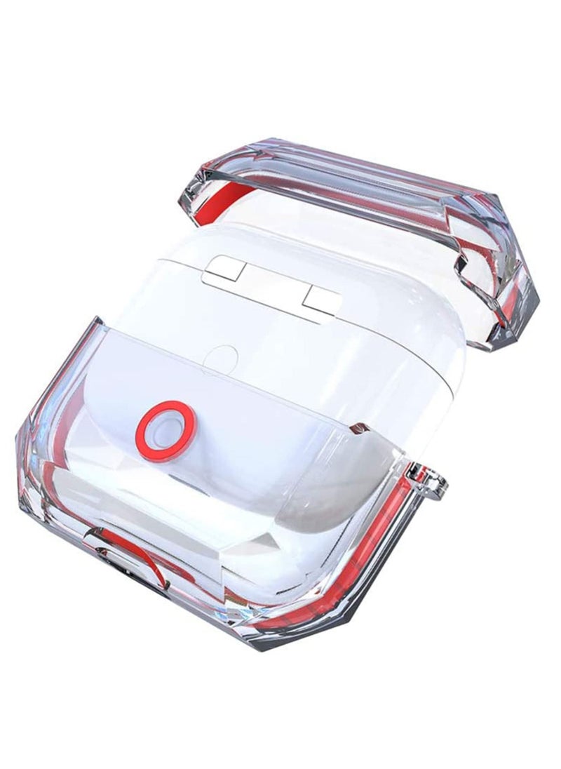 Y&D - Compatible for AirPods Pro Case Clear Soft TPU Protective Scratch Proof Drop Resistant Wireless Earbuds Cover Skin Smooth Durable Hard 3 (Red) - Image 1