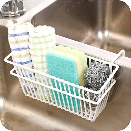 DAOME DAOME Iron Sink Shelf Organizer Soap Sponge Drain Stand Rack Towel Shelves Holder Cupboard Draining Storage Basket White 20x12x102 cm - Image 4