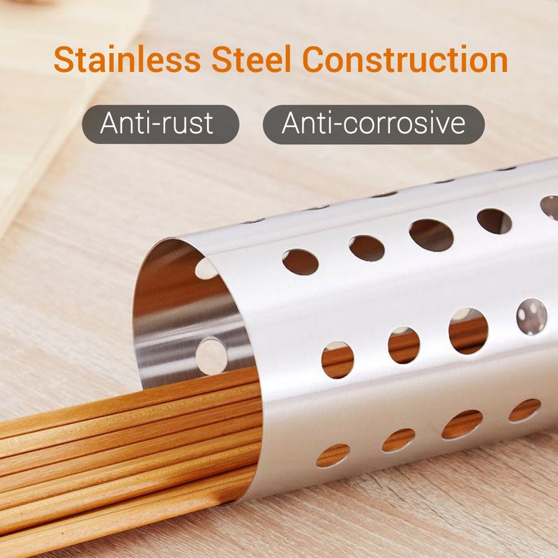 Cooking Utensil Holder: 10×10×17cm Stainless Steel, Large Capacity - Multihole Hygienic Drainage, Stable Nontipping Base for Home Kitchen, Outdoor Parties, Catering - Image 4
