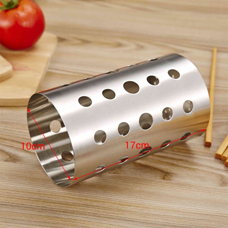 Cooking Utensil Holder: 10×10×17cm Stainless Steel, Large Capacity - Multihole Hygienic Drainage, Stable Nontipping Base for Home Kitchen, Outdoor Parties, Catering - Image 2
