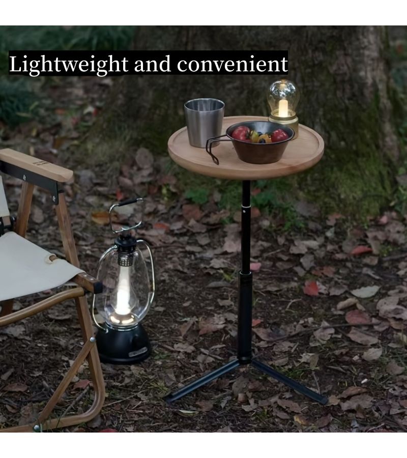 Portable Foldable Square Camping Table with Tripod Stand Solid Wood - Image 5