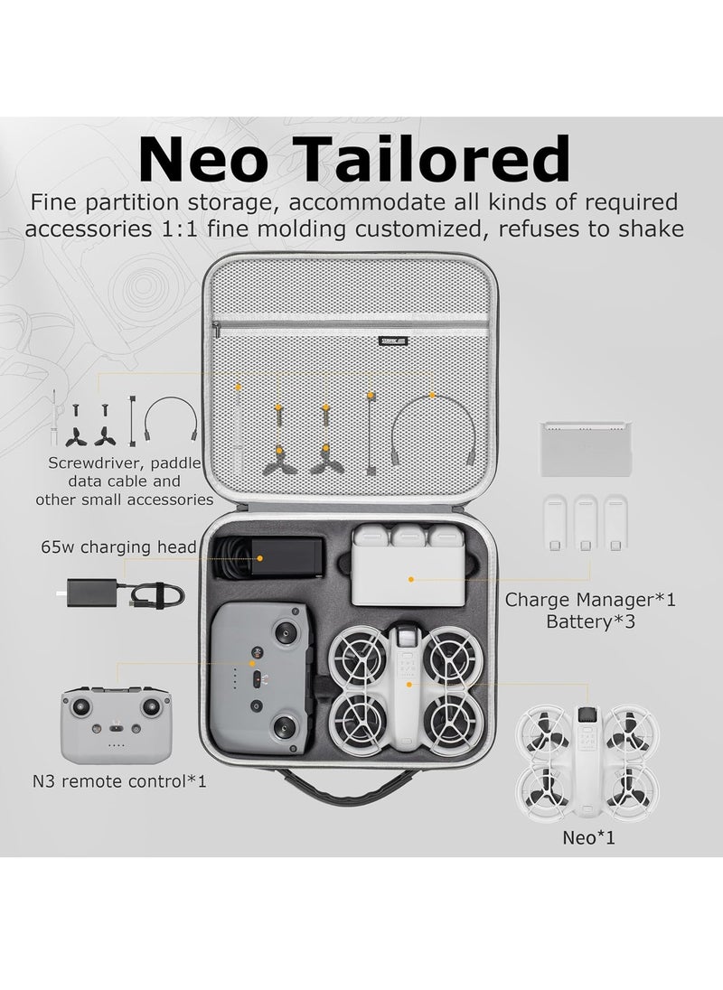 جنرال حقيبة حمل محمولة DJI Neo ، حقيبة كتف DJI NEO PU لتخزين السفر تطير أكثر من الملحقات المختلطة ، متوافقة مع جهاز التحكم عن بعد RC-N3  - Image 2