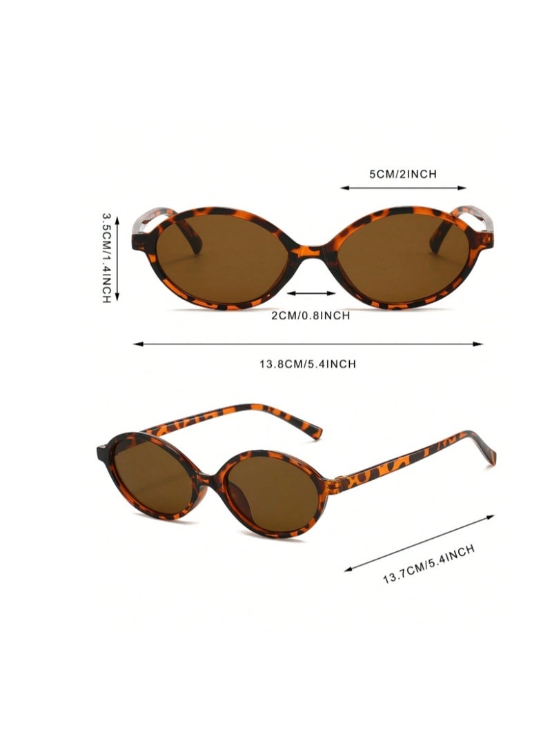 Shein Women’s Leopard Print Oval Fashion Glasses – Vintage PC Frame Eyewear for Casual & Street Style - Image 3