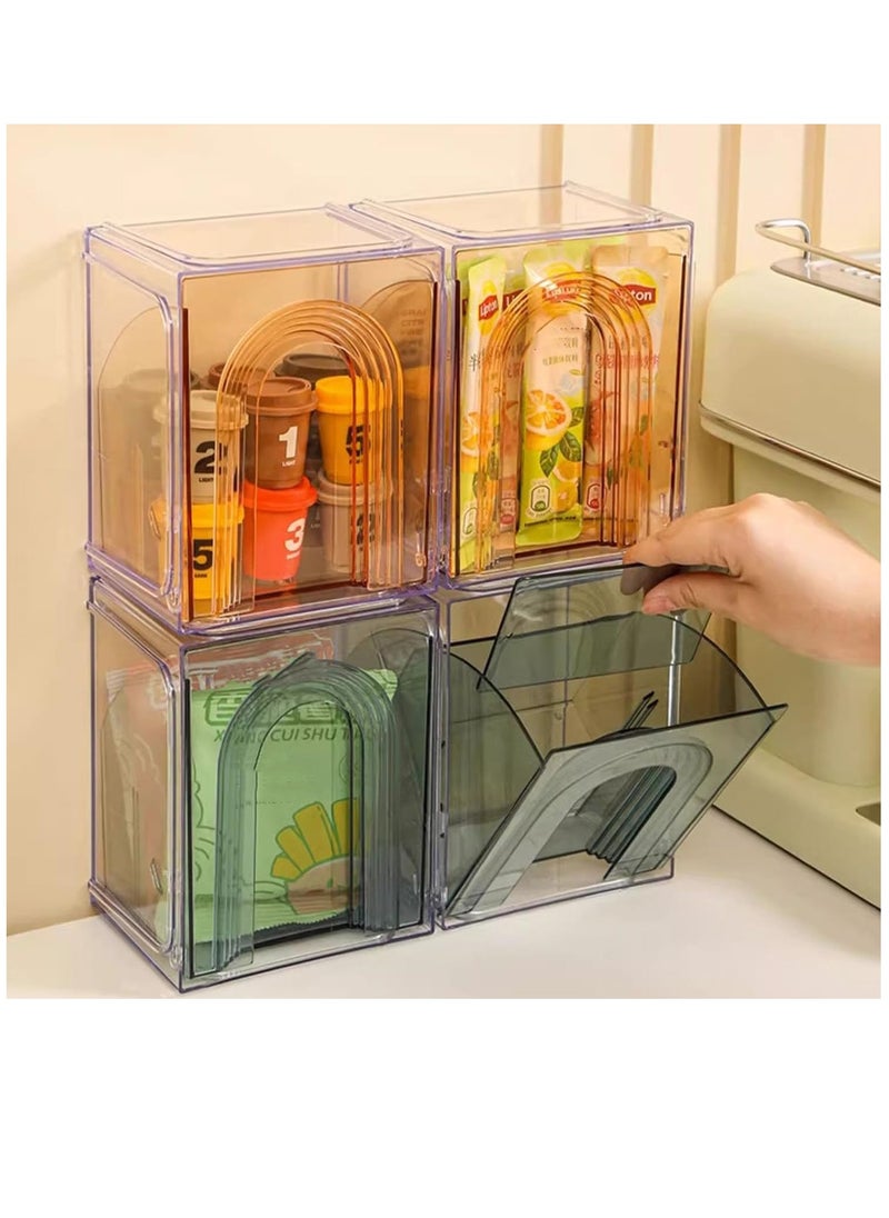 Arabest - Stackable Storage Containers Pantry Storage Fridge Organizers and Storage, Used In Multiple Scenarios Transparent Storage Box for Home, Ofiice, Dorm Room Essentials (4 Pack) - Image 1