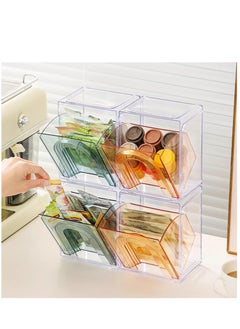 Arabest Stackable Storage Containers Pantry Storage Fridge Organizers and Storage, Used In Multiple Scenarios Transparent Storage Box for Home, Ofiice, Dorm Room Essentials (4 Pack)  - Image 1