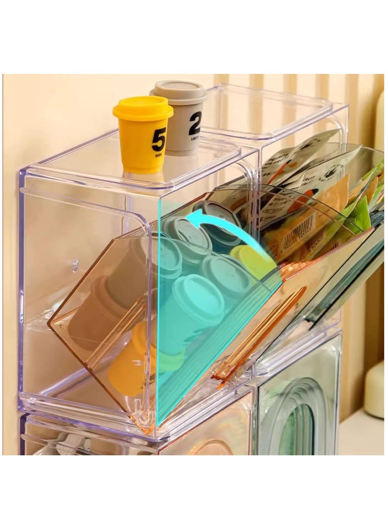 Arabest - Stackable Storage Containers Pantry Storage Fridge Organizers and Storage, Used In Multiple Scenarios Transparent Storage Box for Home, Ofiice, Dorm Room Essentials (4 Pack) - Image 1