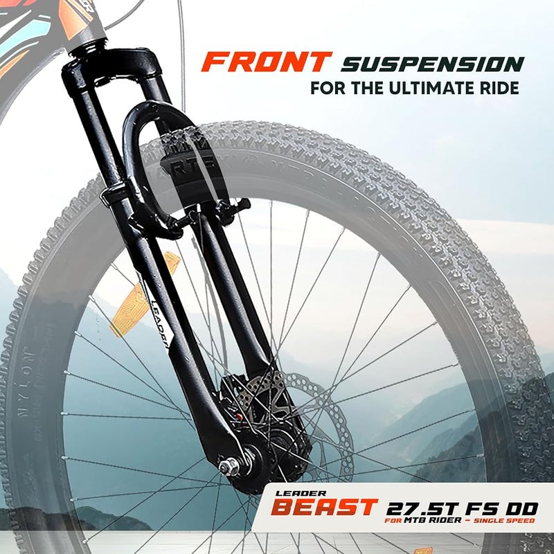 Leader TORFIN MTB 26T Mountain Bicycle/Bike Without Gear Single Speed with Front Suspension and Dual Disc Brake for Men - Ideal for 10+ Years (Frame: 18 Inches) - Image 4