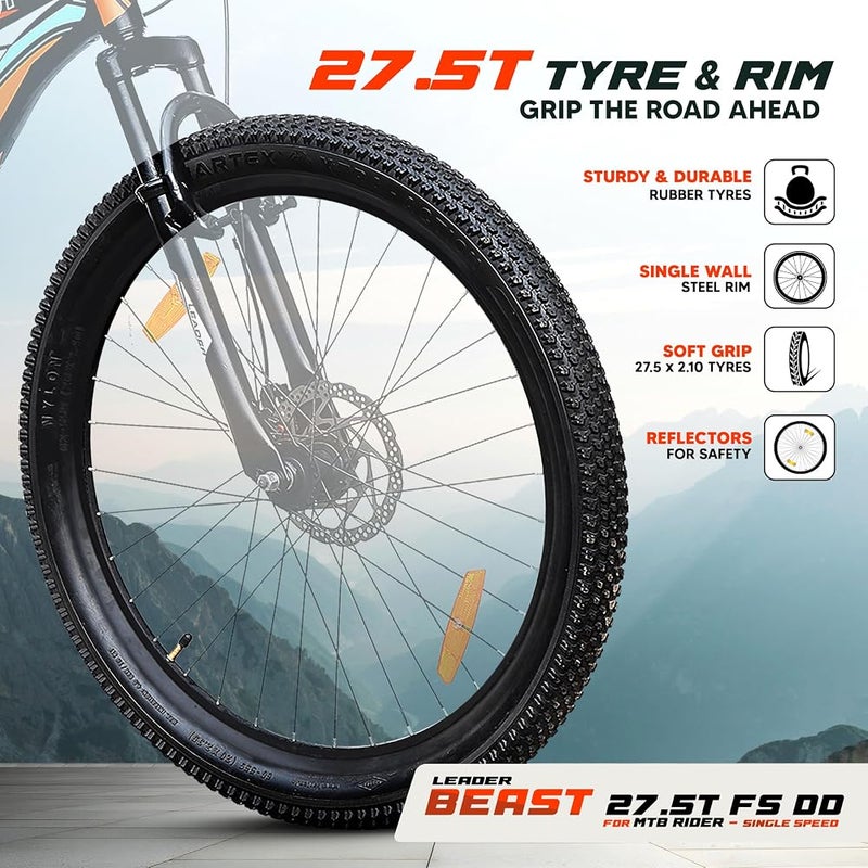 Leader TORFIN MTB 26T Mountain Bicycle/Bike Without Gear Single Speed with Front Suspension and Dual Disc Brake for Men - Ideal for 10+ Years (Frame: 18 Inches) - Image 5