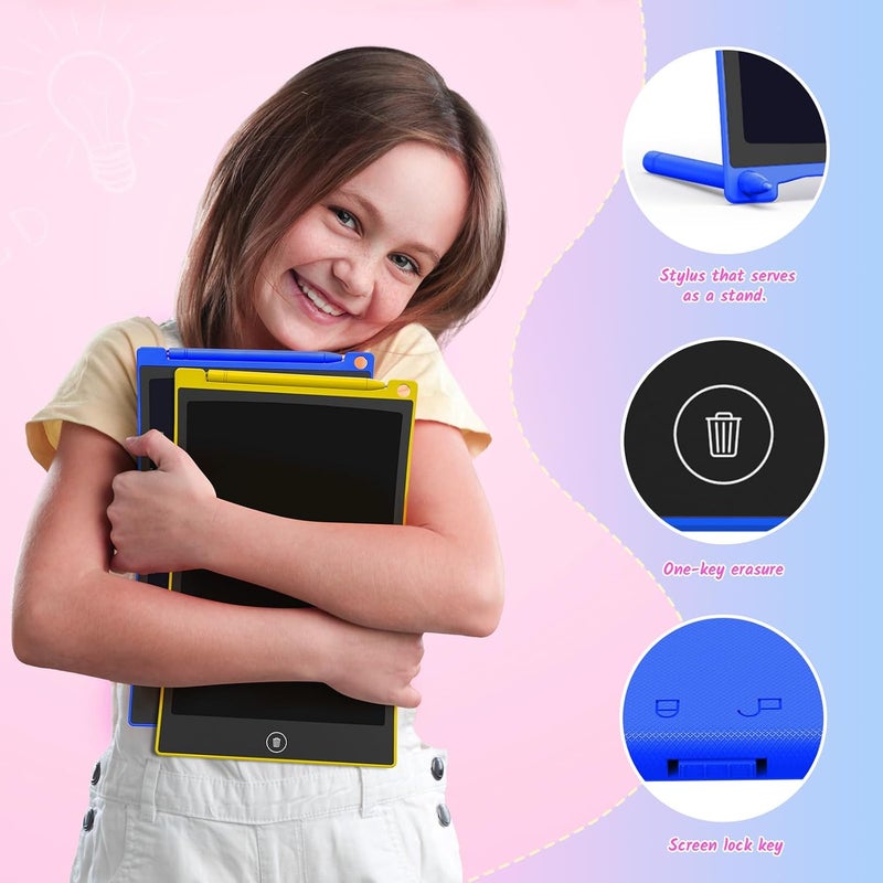 TECJOE 2-Pack LCD Writing Tablet, 10 Inch Colourful Doodle Board for Kids, Electronic Drawing Tablet Drawing Pads, Gifts for 3-6 Year Olds (Dark Blue and Yellow) - Image 2