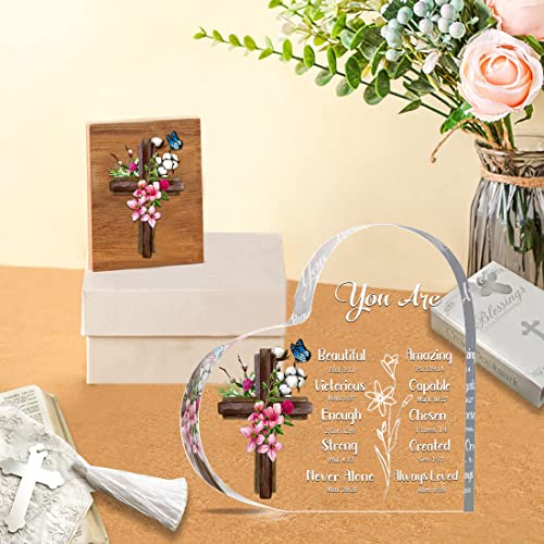 JUNQIU US JUNQIU Christian Gifts for Women, Inspirational Gifts for Women Religious, Bible Verse and Encouragement Spiritual Gifts, Gifts for Women, Mom, Friend, Sister-Acrylic Hearts Plaques - Image 2