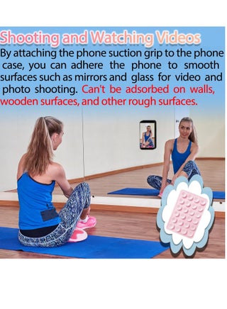 Suction Phone Case Mount, Silicon Adhesive Phone Accessory for iPhone and Android, Hands-Free Fidget Toy Mirror Shower Phone Holder, Tiktok Videos and Selfies (Black) - view 3