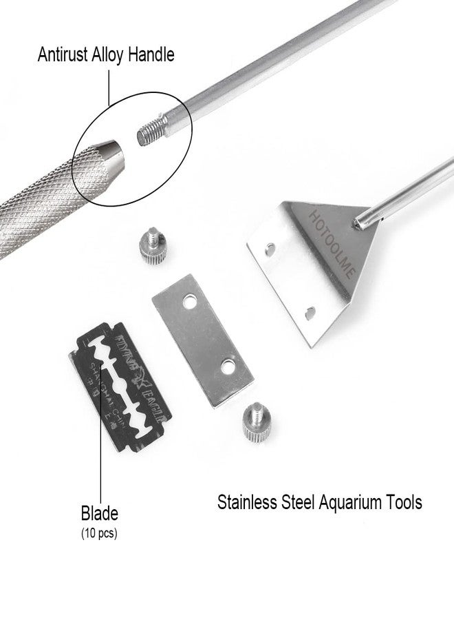 HOTOOLME Aquarium Scraper, 25.6" Stainless Steel Scraper Cleaning Razor with 10 Blades for Glass Aquarium Fish Tank - Image 4
