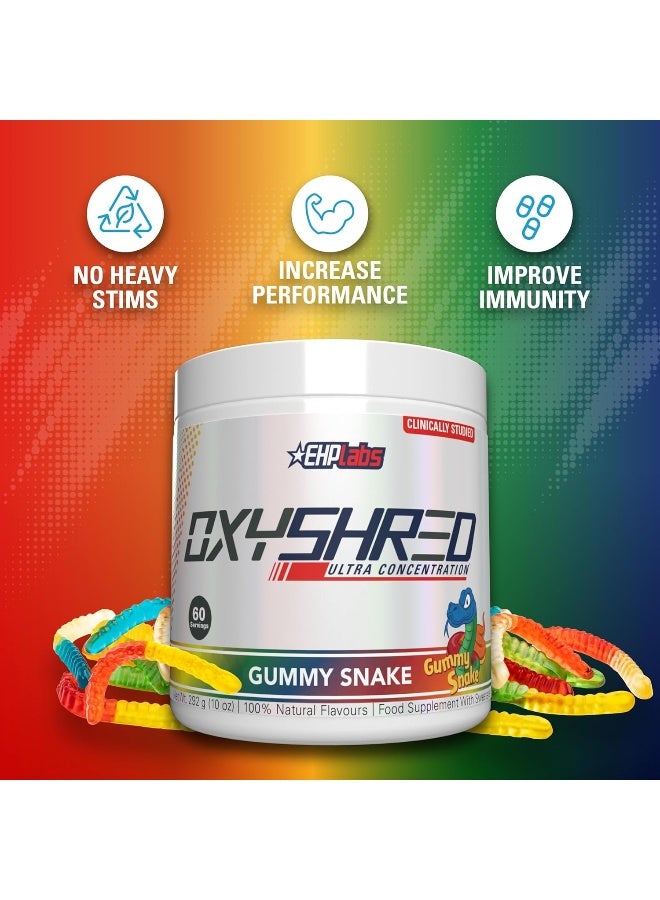 EHP Labs Oxyshred Thermogenic Fat Burner By - Weight Loss Supplement, Energy Booster, Pre-Workout, Metabolism Booster, Water Cut 60 Servings (Gummy Snake) - Image 5