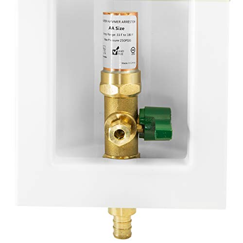 EFIELD Pex Pre-Assembled Ice Maker Outlet Box, 1/2-Inch Pex F1807 Crimp with Installed 1/4-Turn Ball Valve with Copper Water Hammer Arrestor,(IM007) - Image 1