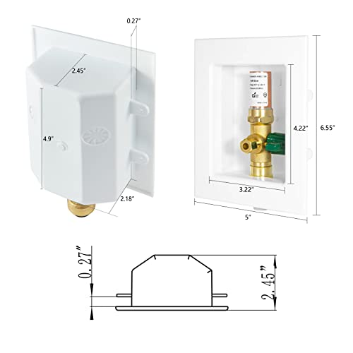 EFIELD Pex Pre-Assembled Ice Maker Outlet Box, 1/2-Inch Pex F1807 Crimp with Installed 1/4-Turn Ball Valve with Copper Water Hammer Arrestor,(IM007) - Image 2