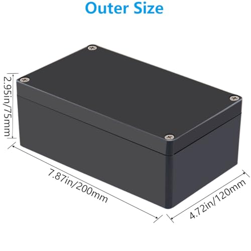 Otdorpatio Project Box ABS Black Electrical Boxes IP67 Outdoor Waterproof box Electronic Junction Box Power Enclosure with Cable Glands for DIY Project 7.9 x 4.7 x 3 inch (200x120x75mm) - Image 2