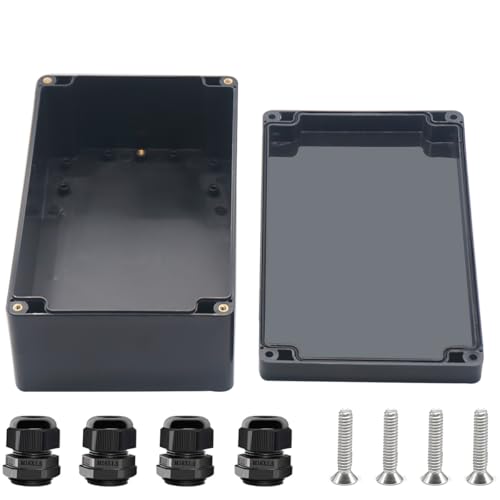 Otdorpatio Project Box ABS Black Electrical Boxes IP67 Outdoor Waterproof box Electronic Junction Box Power Enclosure with Cable Glands for DIY Project 7.9 x 4.7 x 3 inch (200x120x75mm) - Image 1