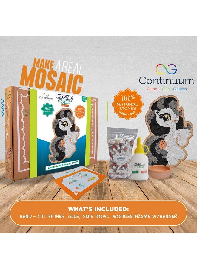 Continuum Games Mosaic Box Natural Stone Arts and Crafts Picture Puzzles DIY Craft Kit for Adults and Kids - Pony - Image 3