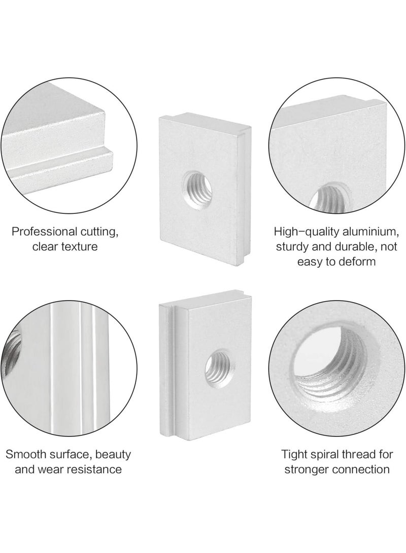SOLARAE صمولة T M8، 10 قطع، صمولة T مصنوعة من الألمنيوم، صمولة T متداخلة، كتلة صمولة T للخشب، مثبت فتحة أدوات النجارة - Image 3