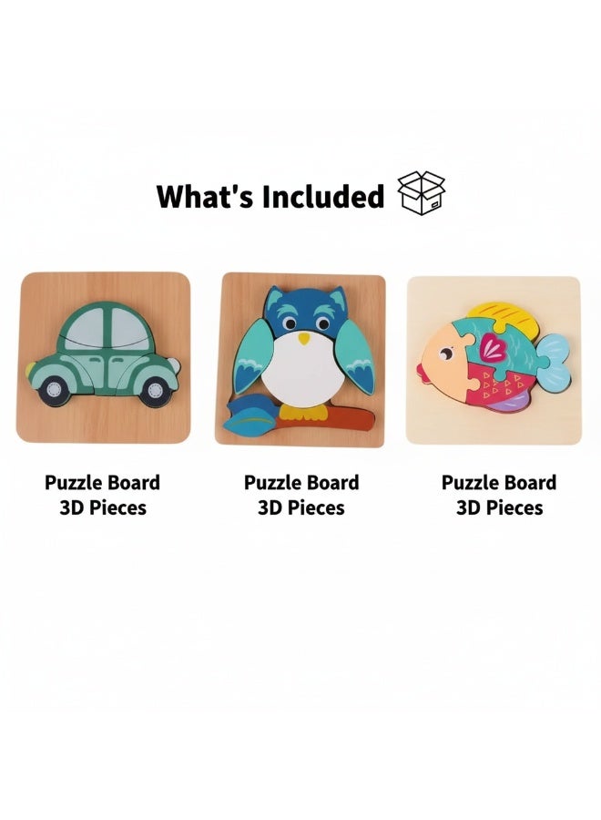 Y&D 3 Piece Set Children's Wooden 3D Puzzle Toy - Image 3