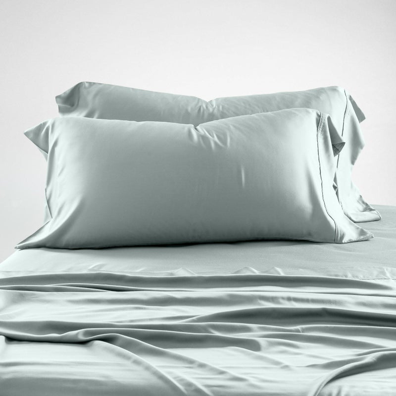 Olive + Crate Eucalyptus Cooling Pillowcases King Size  Certified Tencel Lyocell Fiber  Cool Vegan Silk Static Free for Skin and Hair  Softer Than Cotton and Linen  Eucalyptus