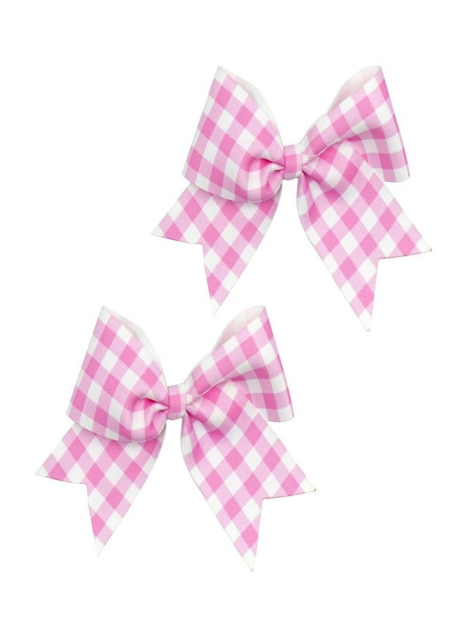BBTDIN Pink Checkered Plaid Jumbo Bow Pinks Big Bows Large Pink White Buffalo Plaid Huge Bow PHB09 (B1-Hair Clip Bows) - Image 4