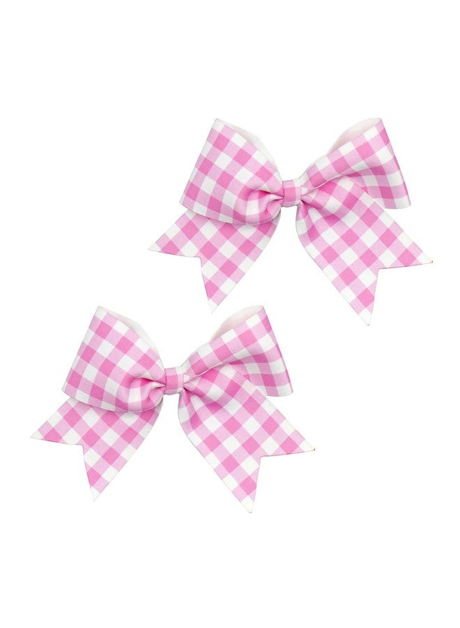 BBTDIN Pink Checkered Plaid Jumbo Bow Pinks Big Bows Large Pink White Buffalo Plaid Huge Bow PHB09 (B1-Hair Clip Bows) - Image 1