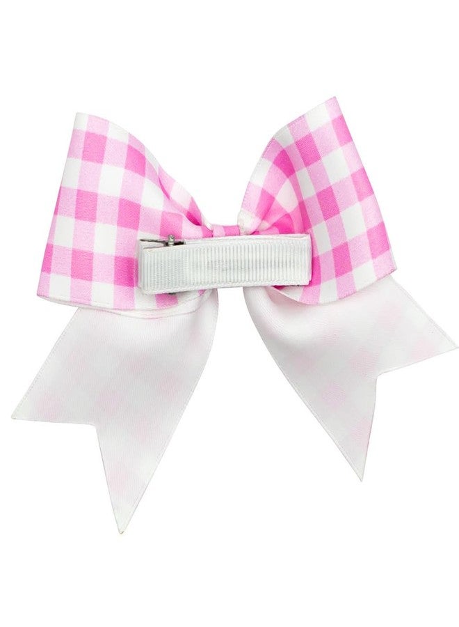 BBTDIN Pink Checkered Plaid Jumbo Bow Pinks Big Bows Large Pink White Buffalo Plaid Huge Bow PHB09 (B1-Hair Clip Bows) - Image 3
