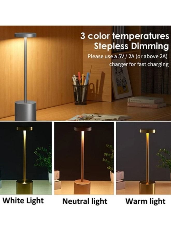 Cordless Table Lamp LED Touch Lamp Rechargeable Desk Lamp with Stepless Dimming Charging Completed Tip Light Portable Night Light for Indoor Outdoor