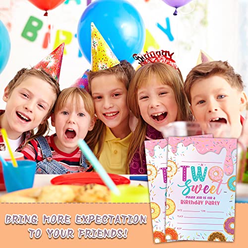 YQV Donut Sweet Two Birthday Party Invitations, 20-Count Donut 2nd Birthday Party Invites With Envelopes-HBYQK-B47 - Image 5