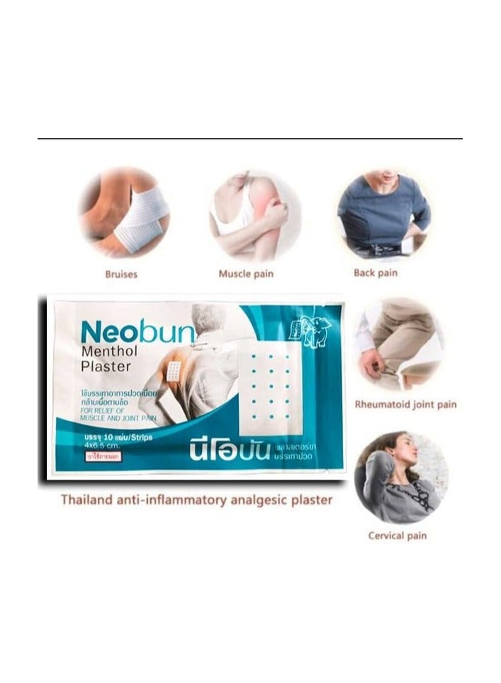 Neoblends Neobun Menthol Plaster Cool Relief Pain Muscular Muscle Ache Back Analgesic,1Box 20pcs - Image 4