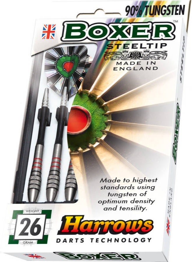 Harrows Boxer 90% Tungsten Darts B611 26g – Professional Steel Tip Dart Set with High-Density Slim Barrels for Maximum Accuracy & Control - Image 1