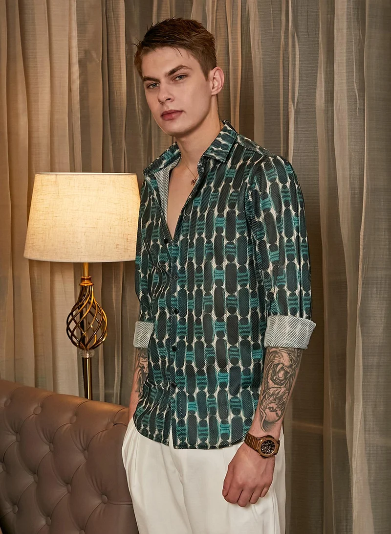 Campus Sutra Men's Multicolour Indie-Mesh Shirt