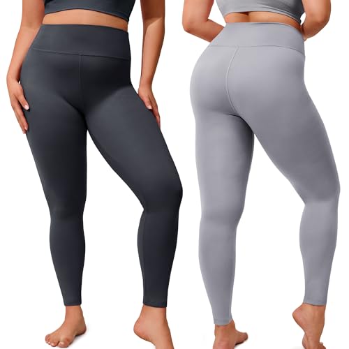 VALANDY Creamlush 3 Pack Plus Size Leggings for WomenHigh Waisted Soft Stretchy Yoga PantsL5XL - Image 3