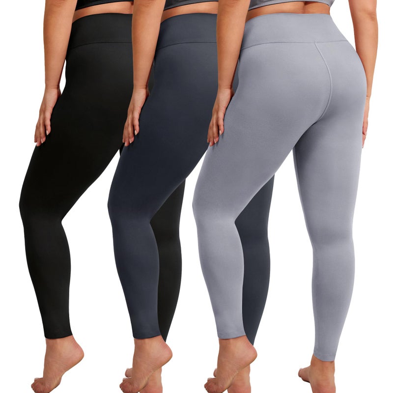 VALANDY Creamlush 3 Pack Plus Size Leggings for WomenHigh Waisted Soft Stretchy Yoga PantsL5XL - Image 2